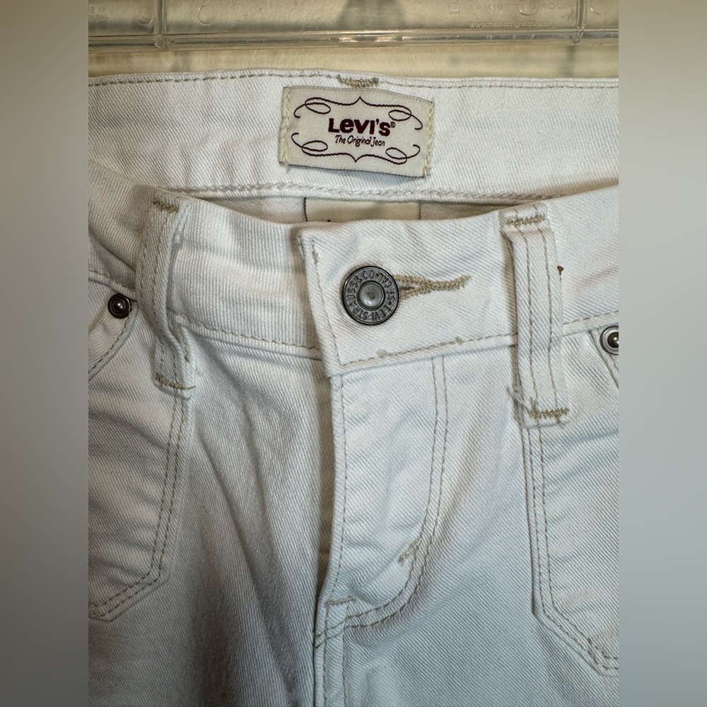 Levi’s the original 545 low bootcut white flip back‎ pocket brown stitching Sz 4 - Picture 5 of 15